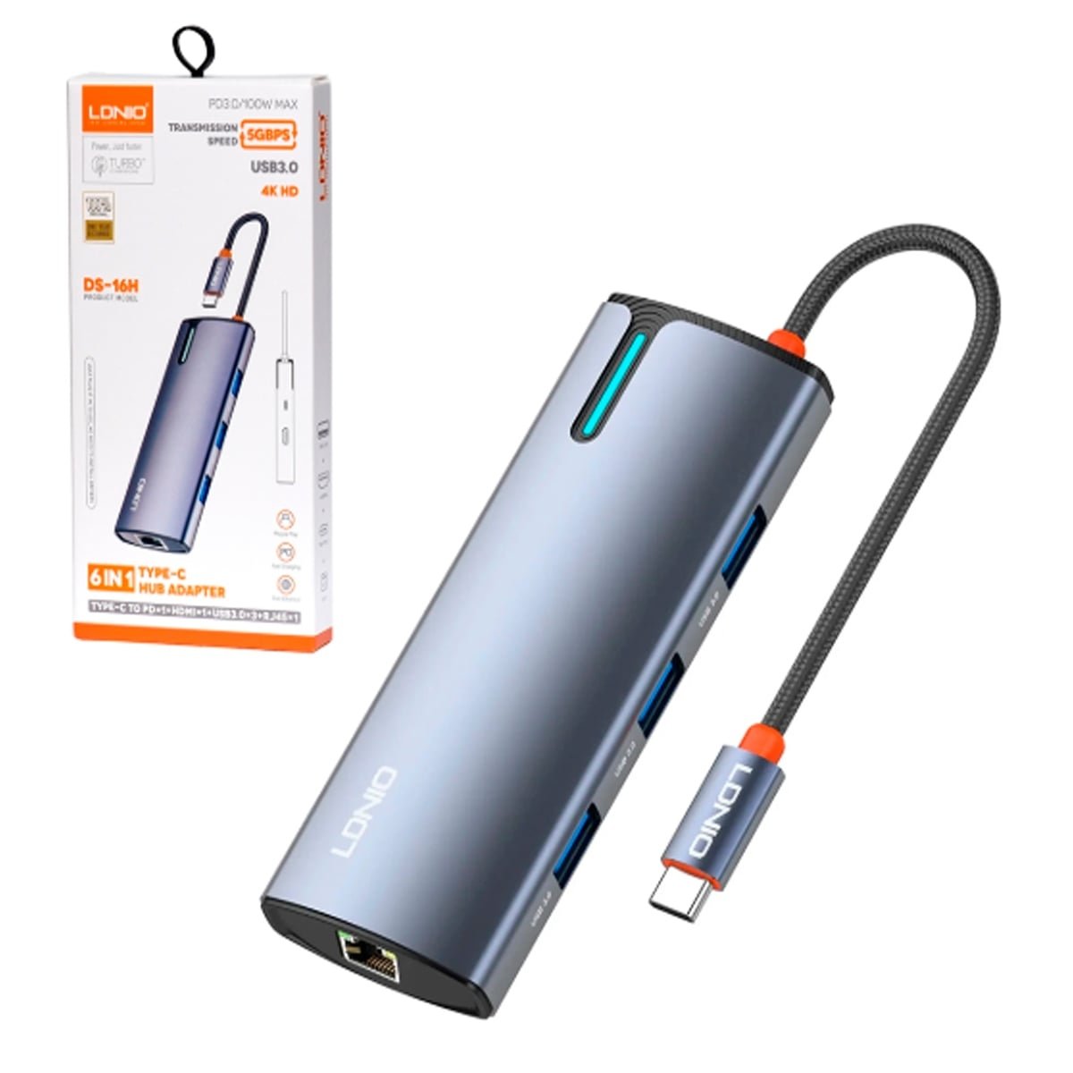 ADAPTADOR HUB LDNIO DS-16H 6 EN 1 100W — HILAX.PE Camaná