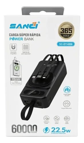 POWER BANK SANCI SUPER CARGA SC-DY4956 60000 22.5W — HILAX.PE Camaná