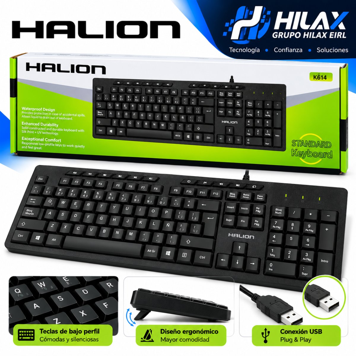 TECLADO HALION HA-K614 USB MULTIMEDIA — HILAX.PE Camaná