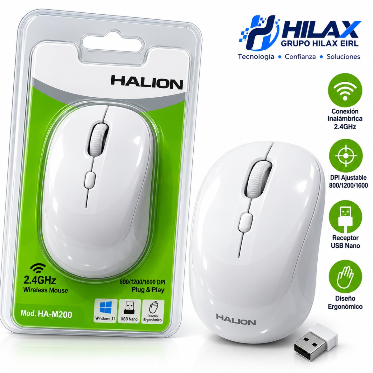 MOUSE HALION HA-M200 ROMA 2.4G INALAMBRICO BLANCO