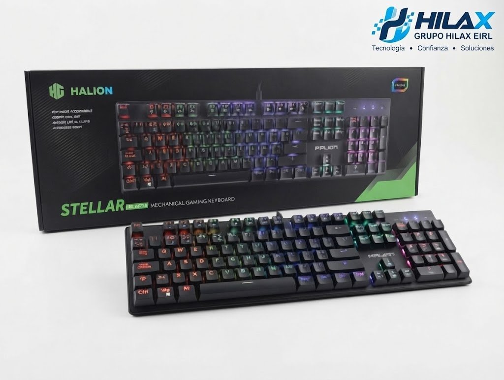 TECLADO MECANICO GAMER HALIONSTELLAR HA-KG916 RAINBOW METAL — HILAX.PE Camaná