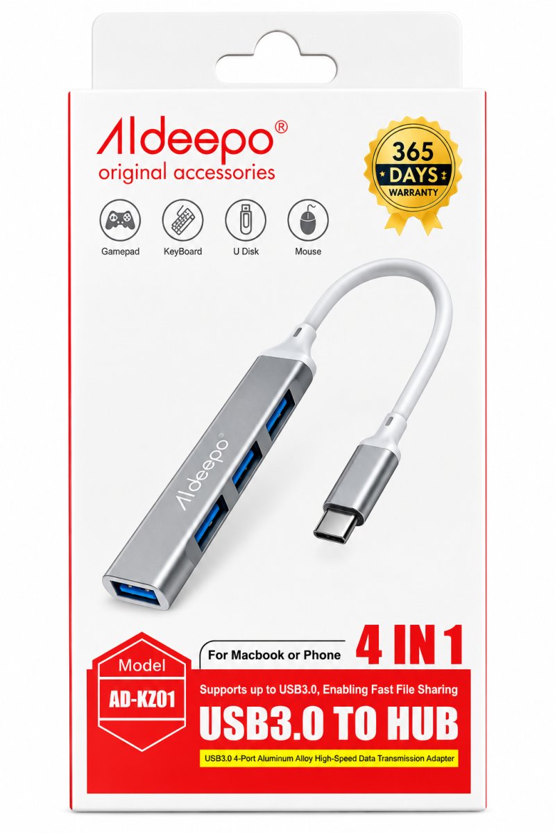 HUB USB 3.0 ALDEEPO AD-KZ01 TIPO C 4 EN 1 — HILAX.PE Camaná