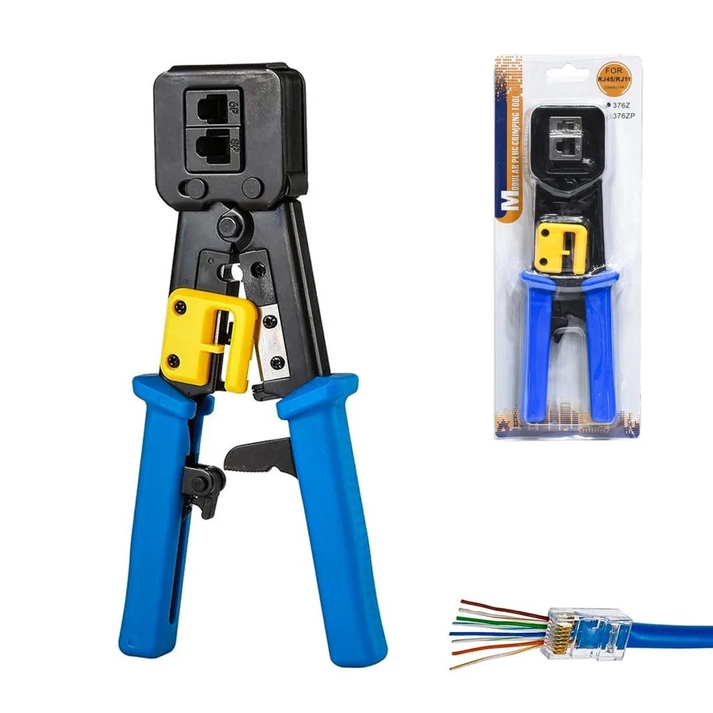 ALICATE CRIMPEADOR RJ-45 RJ45 PREMIUN AZUL AMARILLO