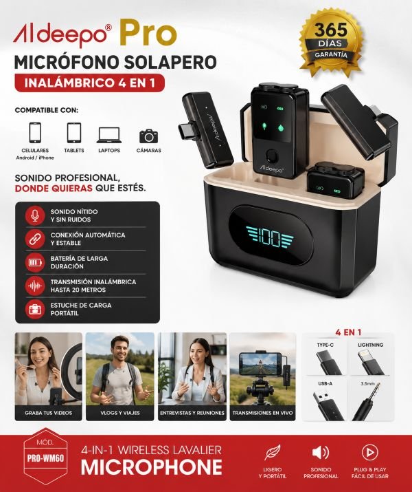 MICROFONO SOLAPERO ALDEEPO PRO-WM60 ANC (TIPO C/IP)