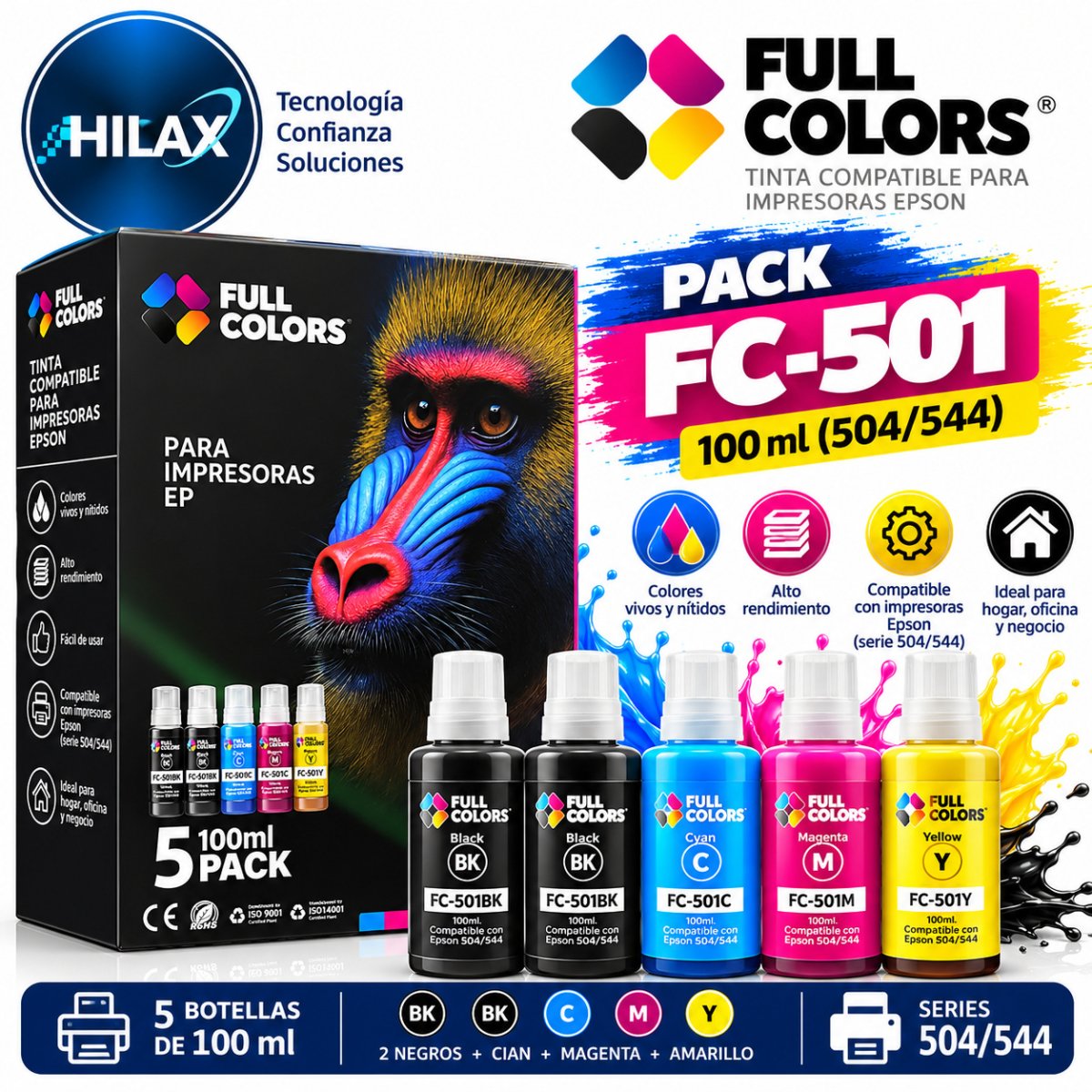 TINTA FULL COLORS FC-501 PACK 100ML (504/544)