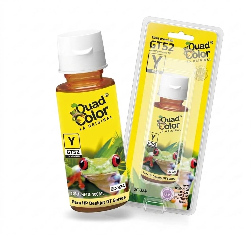 TINTA QUADCOLOR QC-324 PARA HP GT52 YELLOW 100 ML BLISTER