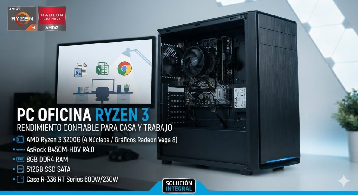 CPU - PLACA ASROCK B450M-HDV R4.0 AM4, PROCESADOR RYZEN 3 3200G, RAM 8GB DDR4, SSD 512GB SATA, CASE OFICINA R-336 RT-SERIES 600W/230W — HILAX.PE Camaná