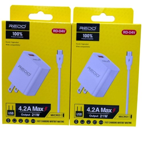 CARGADOR REDD V8 RD-04V 21W 4.2A, 1M