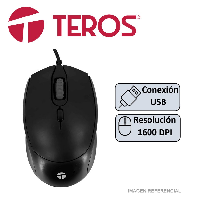 MOUSE TEROS TE-1222S USB, 4 BOTONES, COLOR NEGRO — HILAX.PE Camaná