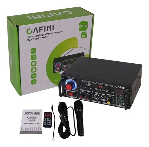 AMPLIFICADOR CAFINI CN-CC5801-BT 800W CON CONTROL REMOTO Y BLUETOOTH
