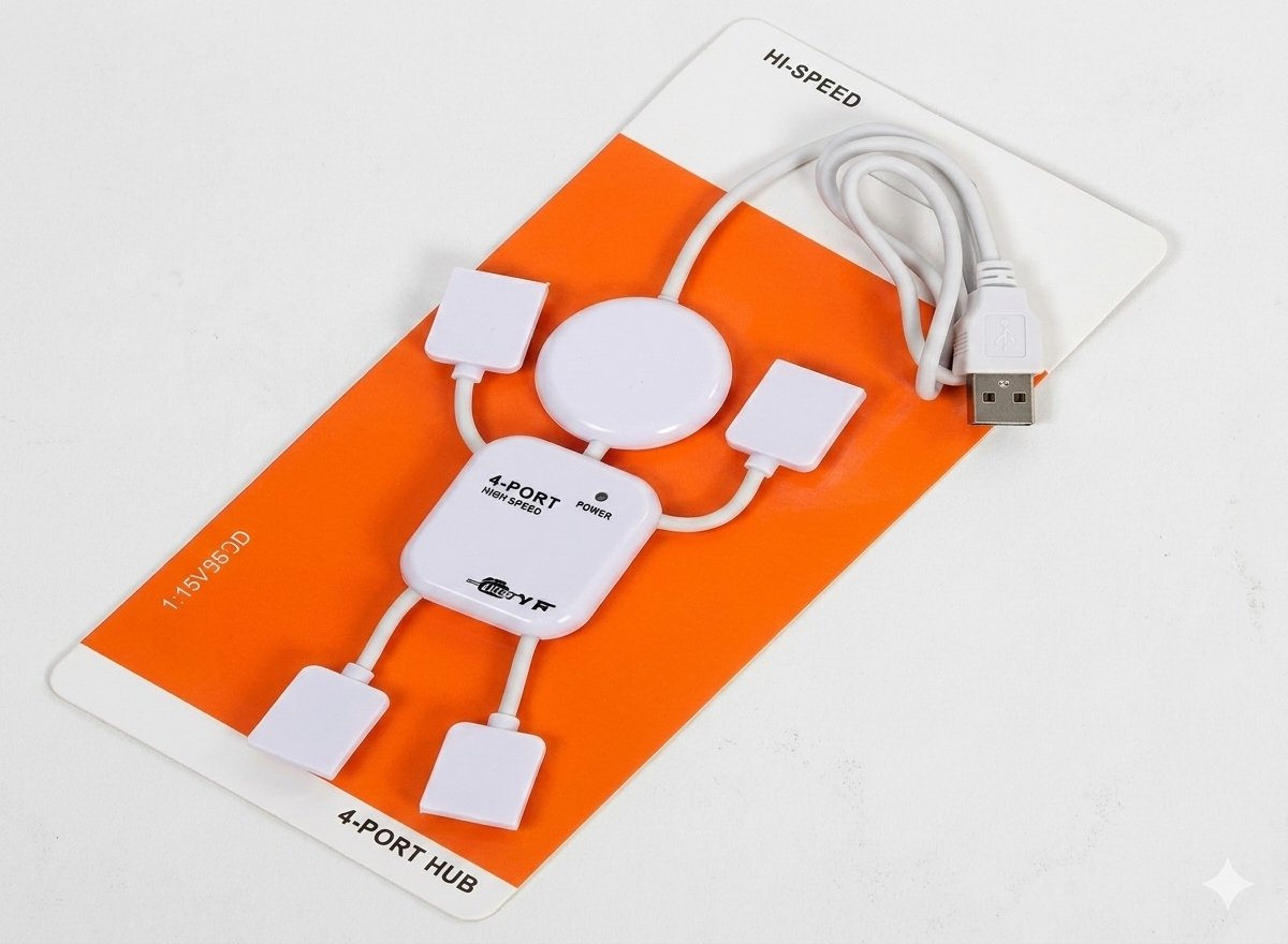 HUB USB 4PORT MUÑEQUITO BLANCO / BLISTER NARANJA
