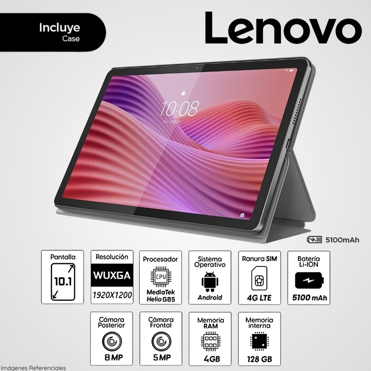 TABLET LENOVO TB311XU TAB + FOLIO CASE 101 FHD 4G LTE 4GB 128GB, LUNA GREY — HILAX.PE Camaná