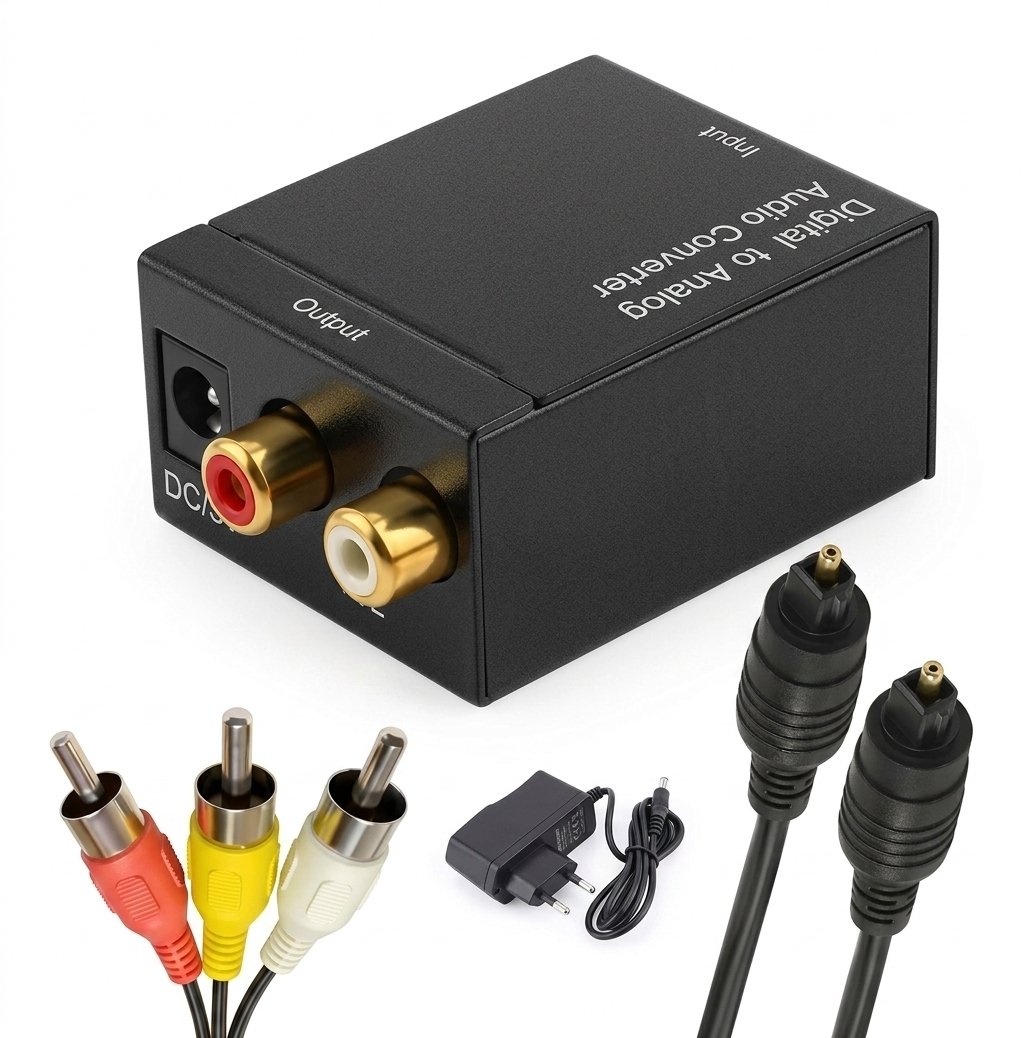 MINI CONVERTIDOR DE AUDIO DIGITAL OPTICO A ANALOGO RCA A27-50 CAJA BLANCA