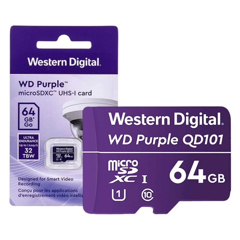 MEMORIA MICRO SD 64GB WESTER DIGITAL PURPLE / CCTV