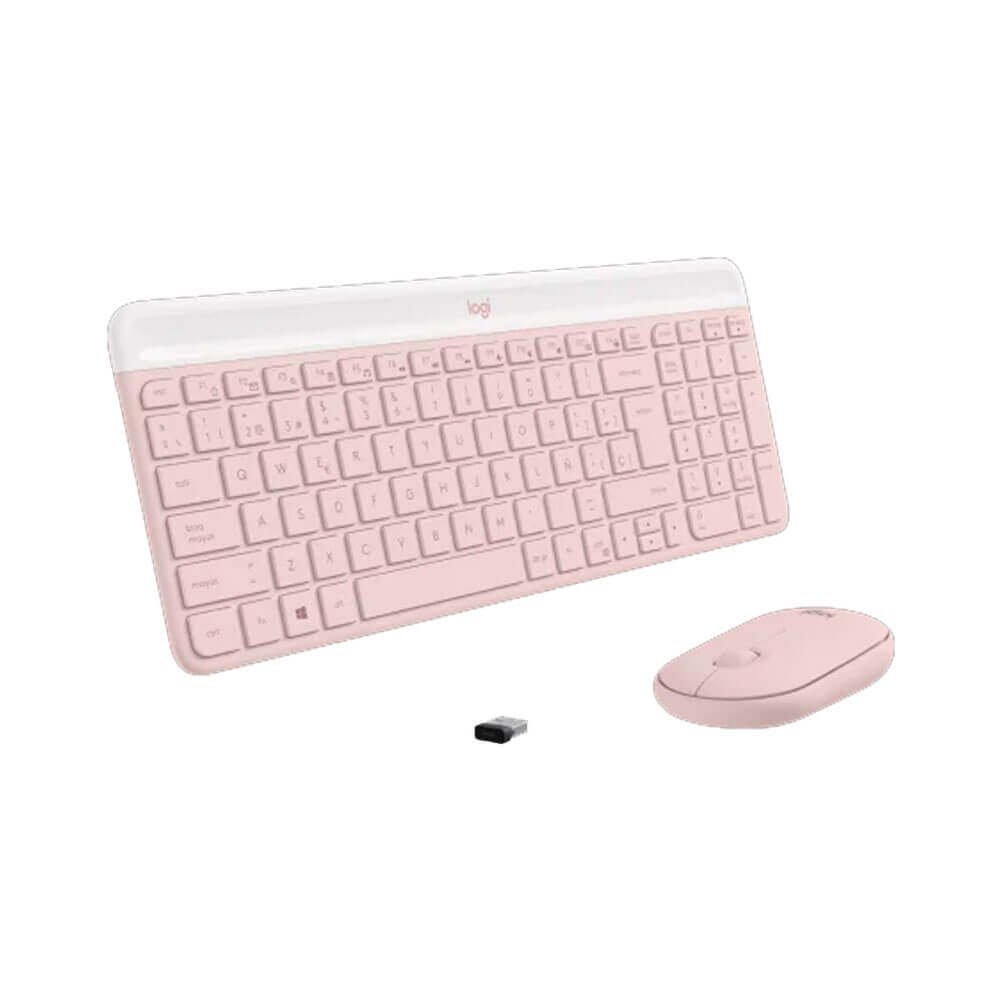 KIT WIRELESS TECLADO + MOUSE LOGITECH MK470 SLIM ROSA — HILAX.PE Camaná